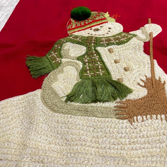 New Pottery Barn Christmas Melting Snowman Crewel Embroidered Pillow Cover, 18” - Picture 5 of 13